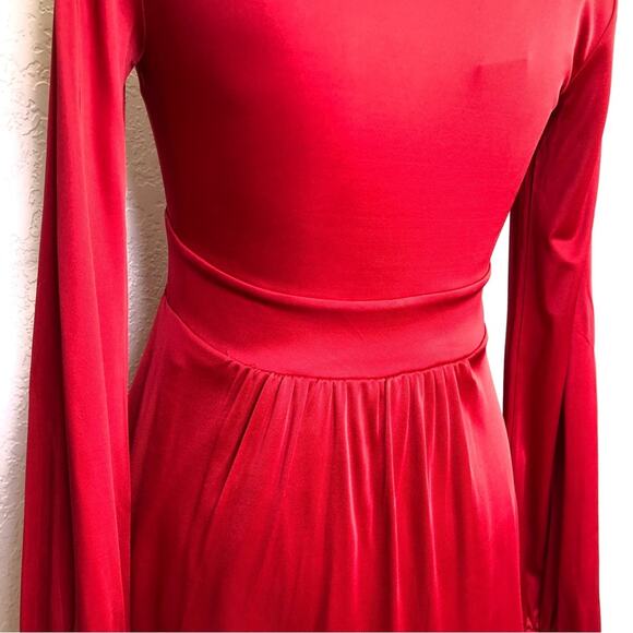 BCBGMaxazria red scoop neck long sleeve empire waist dress size Small NWT - Picture 8 of 13